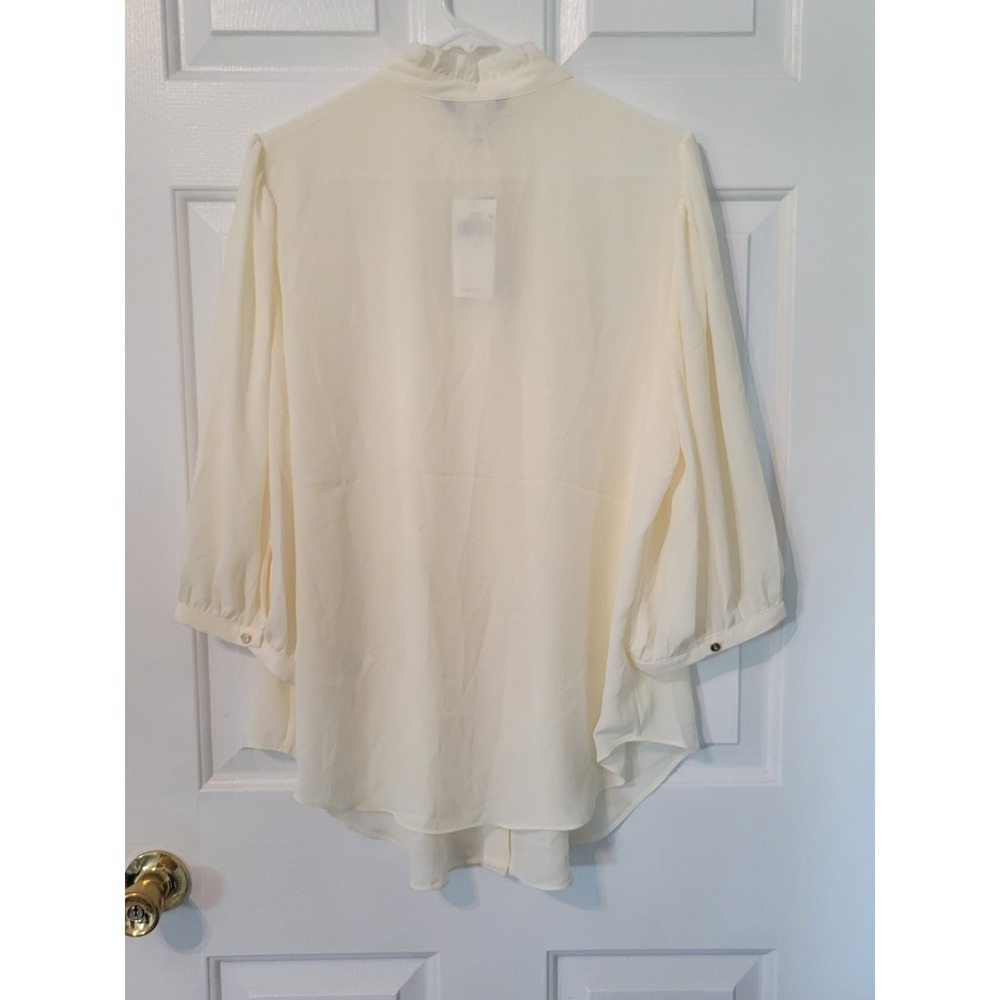 Lauren Ralph Lauren Plus Size Pleated Georgette Blouse Cream $135 Size 1X - Picture 3 of 11